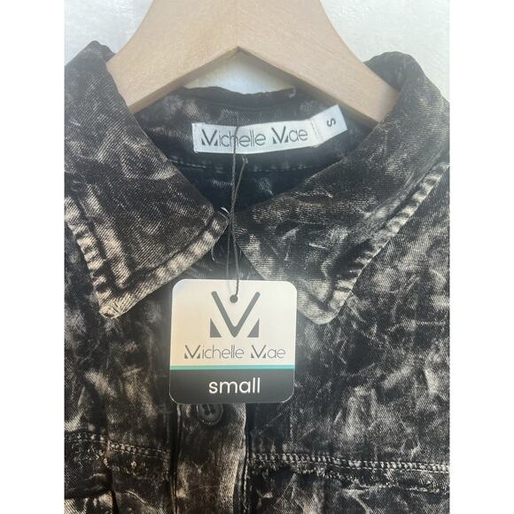 Michelle Mae Womens Y2K Acid Wash Button Blouse Top Size S Grunge Indie Skater - Picture 2 of 16